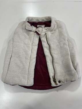Max Studio Kids Puffer Vest Size 12M Cream White Metallic Bow